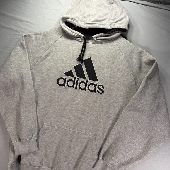 adidas Other - Vintage Y2K Adidas Hoodie Mens XL Gray Pullover Sweatshirt Big Logo Fleece